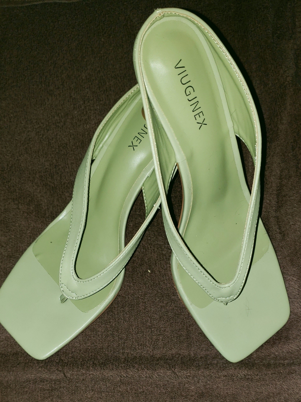Vince Pistachio Green Square-Toe Slingback Sandals